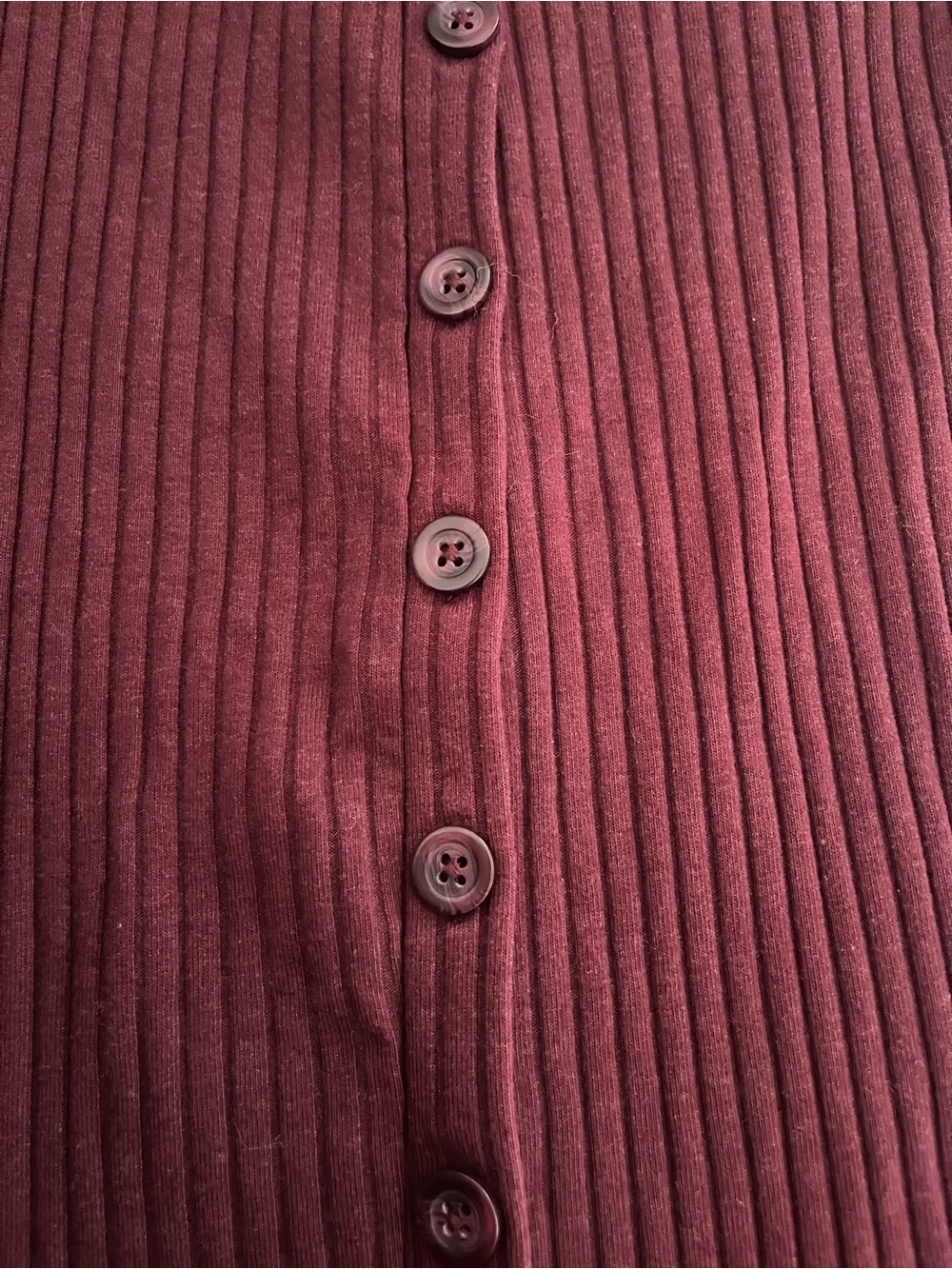 Time and Tru Burgundy Ribbed Button-Front Midi Skirt - Picture 2 of 4
